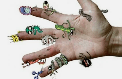 Infezione da elminti attraverso le mani sporche